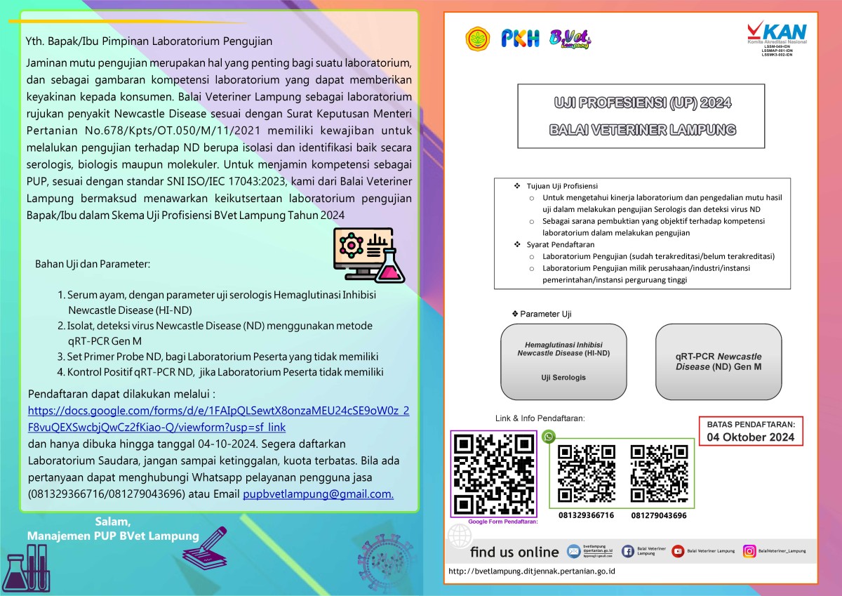 Uji Profisiensi 2024 Balai Veteriner Lampung